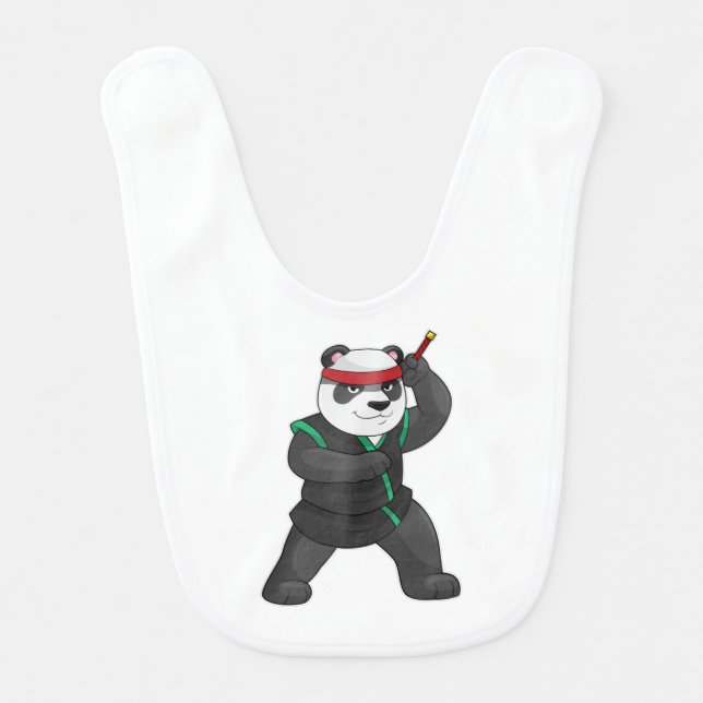 Panda as Ninja in Costume Baby Bib (Front)