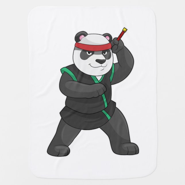 Panda as Ninja in Costume Baby Blanket (Front)