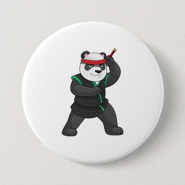 Panda as Ninja in Costume Button (Front)