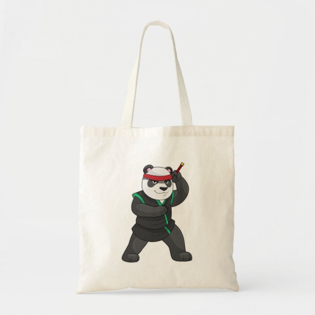 Panda as Ninja in Costume Tote Bag (Front)
