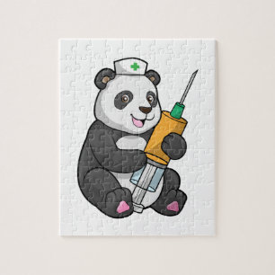 Panda as Nurse with Syringe Jigsaw Puzzle