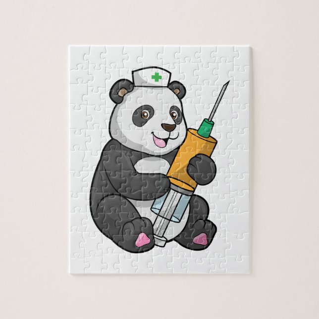 Panda as Nurse with Syringe Jigsaw Puzzle (Vertical)