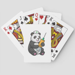 Panda as Nurse with Syringe Poker Cards