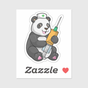 Panda as Nurse with Syringe Sticker