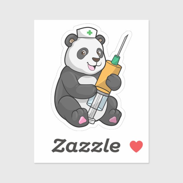 Panda as Nurse with Syringe Sticker (Sheet)