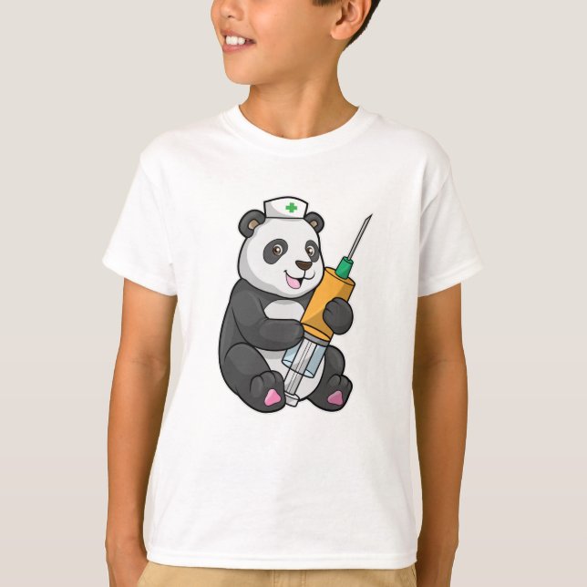 Panda as Nurse with Syringe T-Shirt (Front)