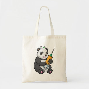 Panda as Nurse with Syringe Tote Bag