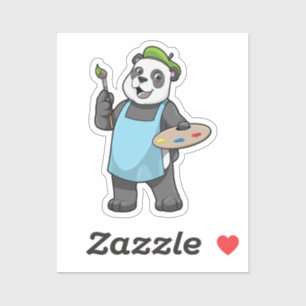 Panda as Painter with Brush & Color Sticker