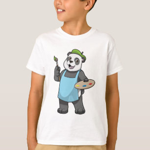Panda as Painter with Brush & Color T-Shirt