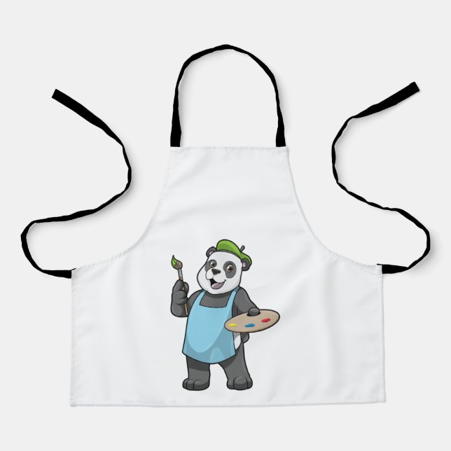 Panda as Painter with Brush & Colour Apron (Front)