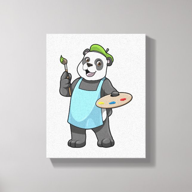 Panda as Painter with Brush & Colour Canvas Print (Front)