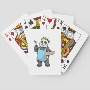 Panda as Painter with Brush & Colour Poker Cards