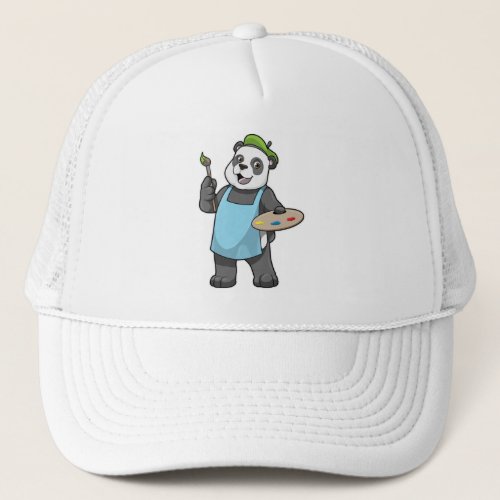 Panda as Painter with Brush  Colour Trucker Hat