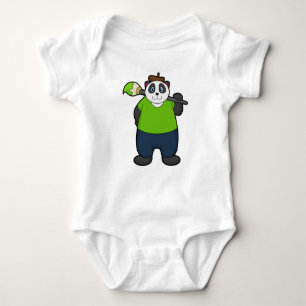 Panda as Painter with Paintbrush Baby Bodysuit