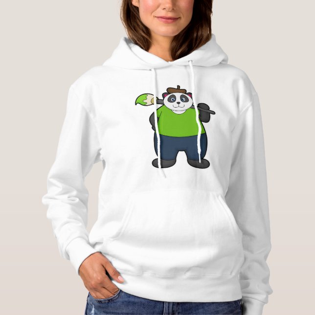 Panda as Painter with Paintbrush Hoodie (Front)
