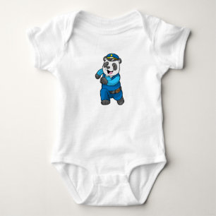 Panda as Police officer with Police hat Baby Bodysuit