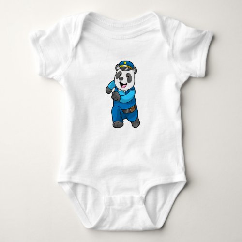 Panda as Police officer with Police hat Baby Bodysuit