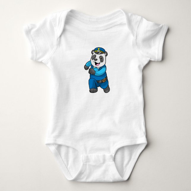 Panda as Police officer with Police hat Baby Bodysuit (Front)