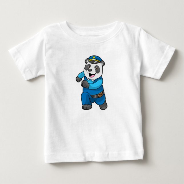 Panda as Police officer with Police hat Baby T-Shirt (Front)