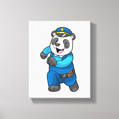 Panda as Police officer with Police hat Canvas Print