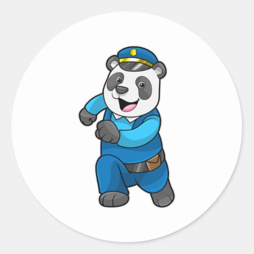 Panda as Police officer with Police hat Classic Round Sticker