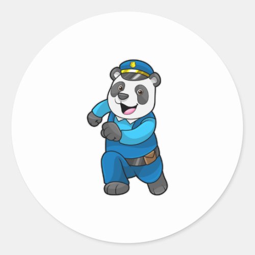 Panda as Police officer with Police hat Classic Round Sticker
