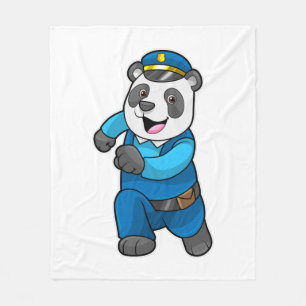 Panda as Police officer with Police hat Fleece Blanket