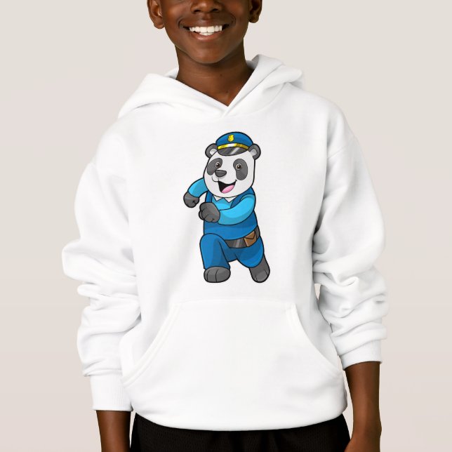 Panda as Police officer with Police hat Hoodie (Front)
