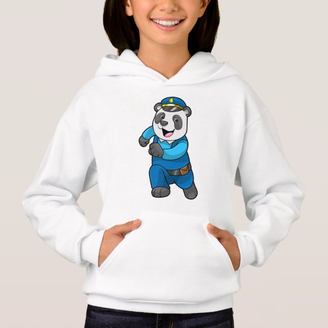 Panda as Police officer with Police hat Hoodie (Front)