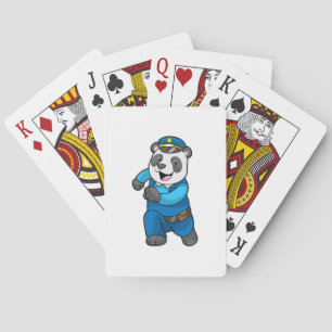 Panda as Police officer with Police hat Poker Cards
