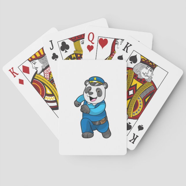 Panda as Police officer with Police hat Poker Cards (Back)