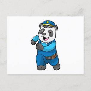 Panda as Police officer with Police hat Postcard