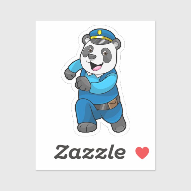 Panda as Police officer with Police hat Sticker (Sheet)