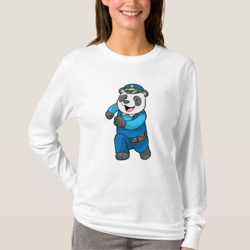 Panda as Police officer with Police hat T_Shirt