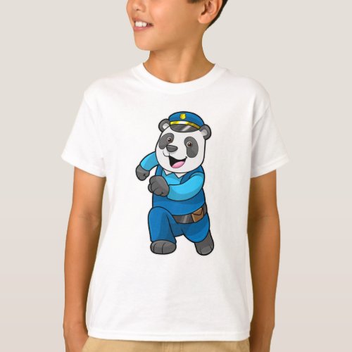 Panda as Police officer with Police hat T_Shirt