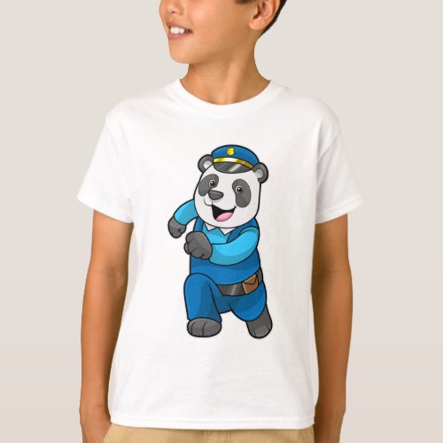 Panda as Police officer with Police hat T_Shirt