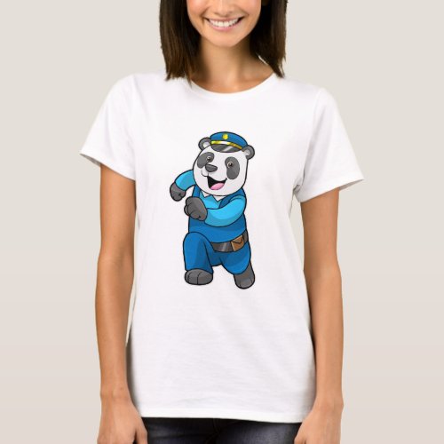 Panda as Police officer with Police hat T_Shirt