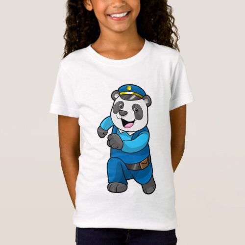 Panda as Police officer with Police hat T_Shirt