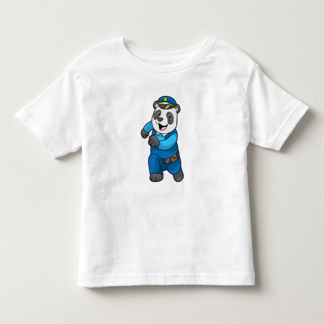 Panda as Police officer with Police hat Toddler T-shirt (Front)