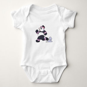 Panda as Runner at Running Baby Bodysuit