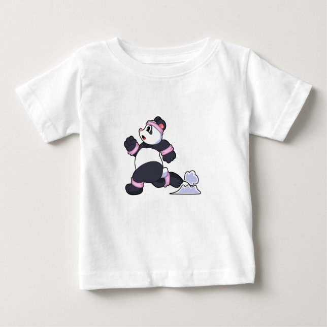 Panda as Runner at Running Baby T-Shirt (Front)