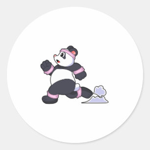 Panda as Runner at Running Classic Round Sticker