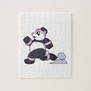 Panda as Runner at Running Jigsaw Puzzle