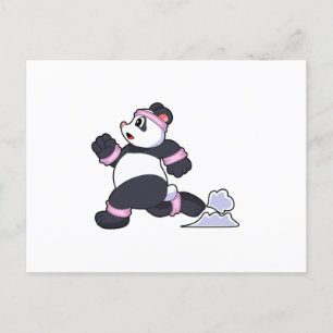 Panda as Runner at Running Postcard