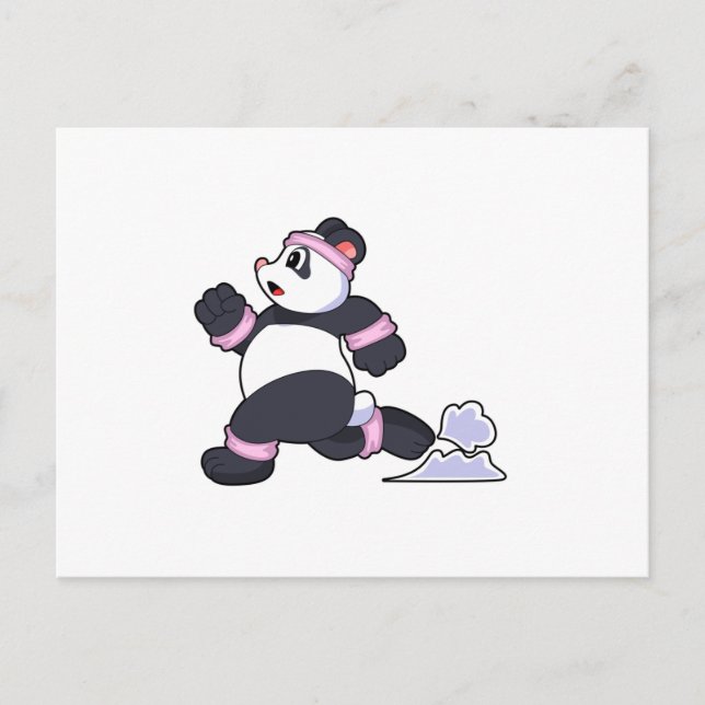 Panda as Runner at Running Postcard (Front)