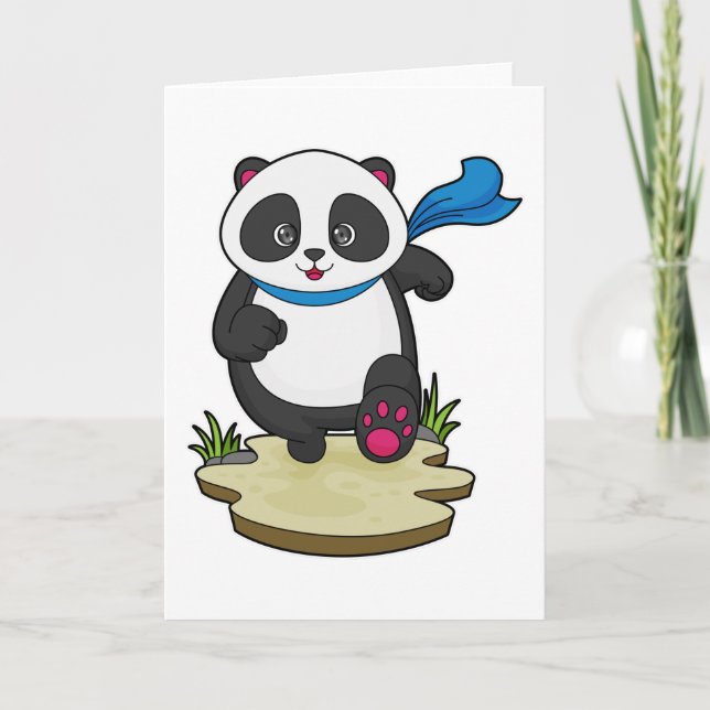 Panda as Runner with Scarf Card (Front)