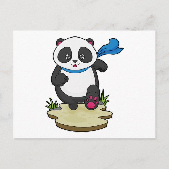 Panda as Runner with Scarf Postcard (Front)