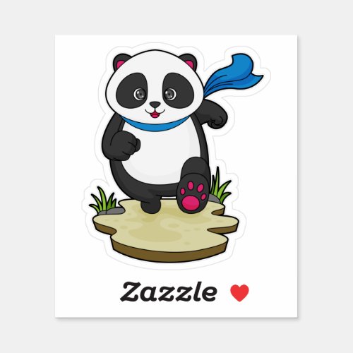 Panda as Runner with Scarf Sticker