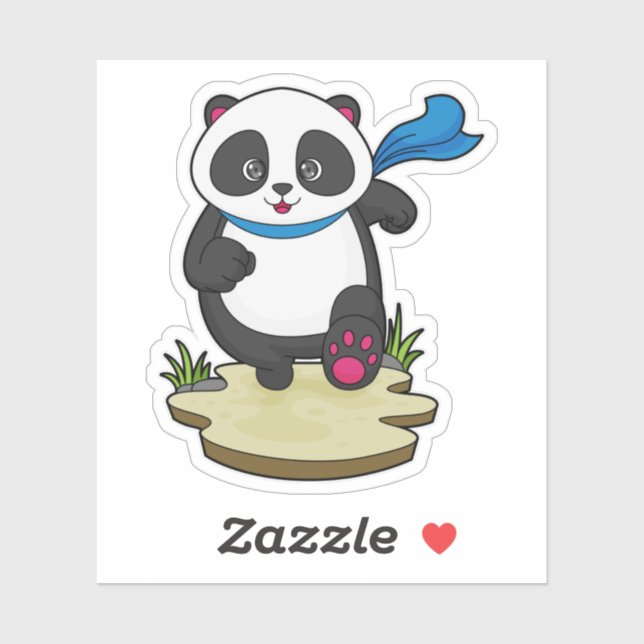 Panda as Runner with Scarf Sticker (Sheet)
