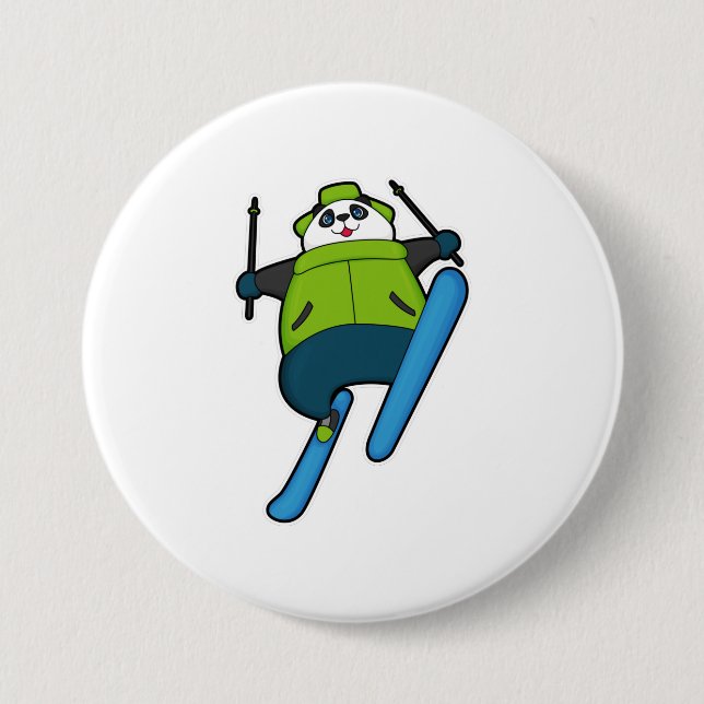 Panda as Ski jumper with Ski Button (Front)